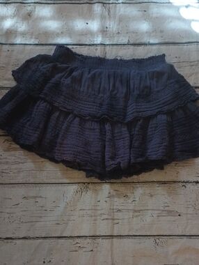 Aerie Blue Tie Dye Wash Rock N Ruffle Mini Skirt L